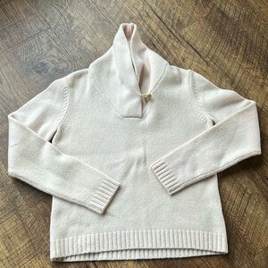 LAUREN Ralph Lauren Pale Pink Lambswool Henley-Style Sweater L